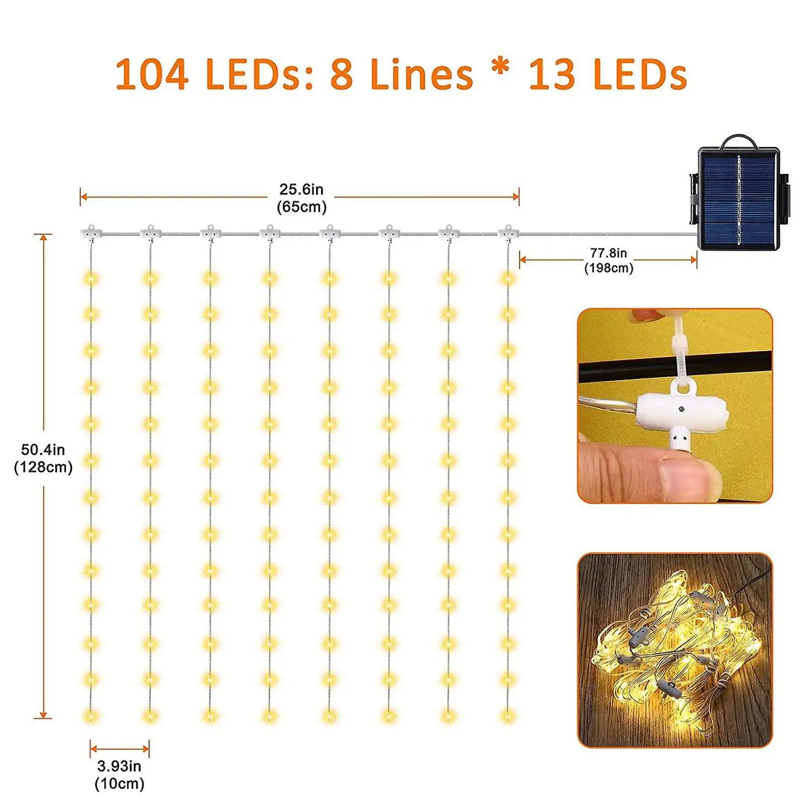 

104 LED Solar Umbrella Light Outdoor Cantilever Patio LED Hanging Umbrella With 8 Brightness Modes Decor For Courtyard Beach