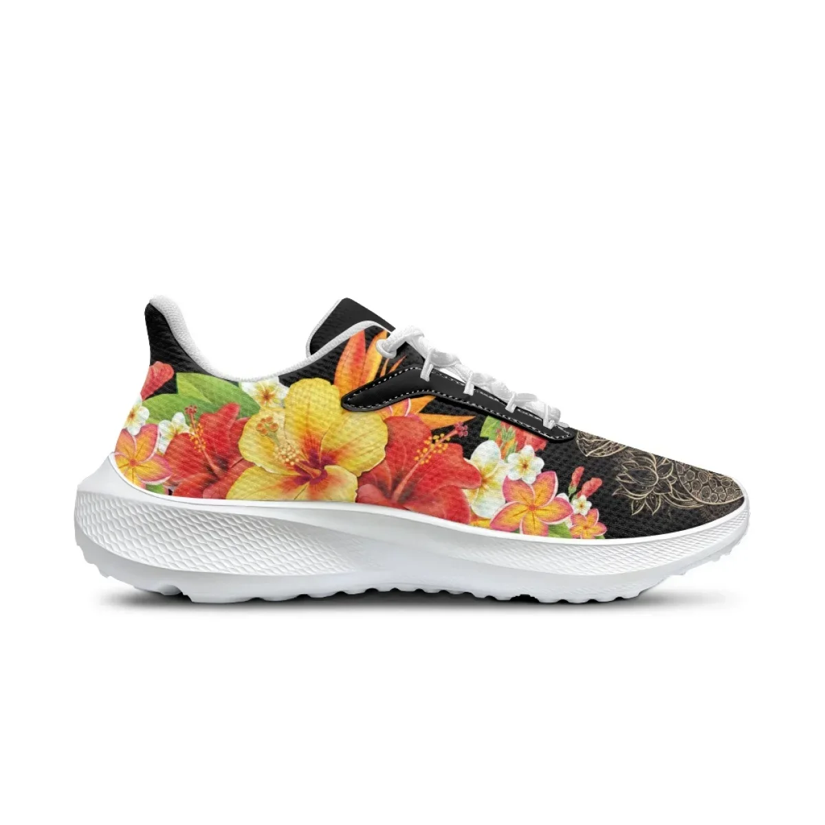 Fashion Art Polynesian Hibiscus Flower Print Sneakers For Women Summer Autumn Comfortable Breathable Outdoor Sports Running Shoe