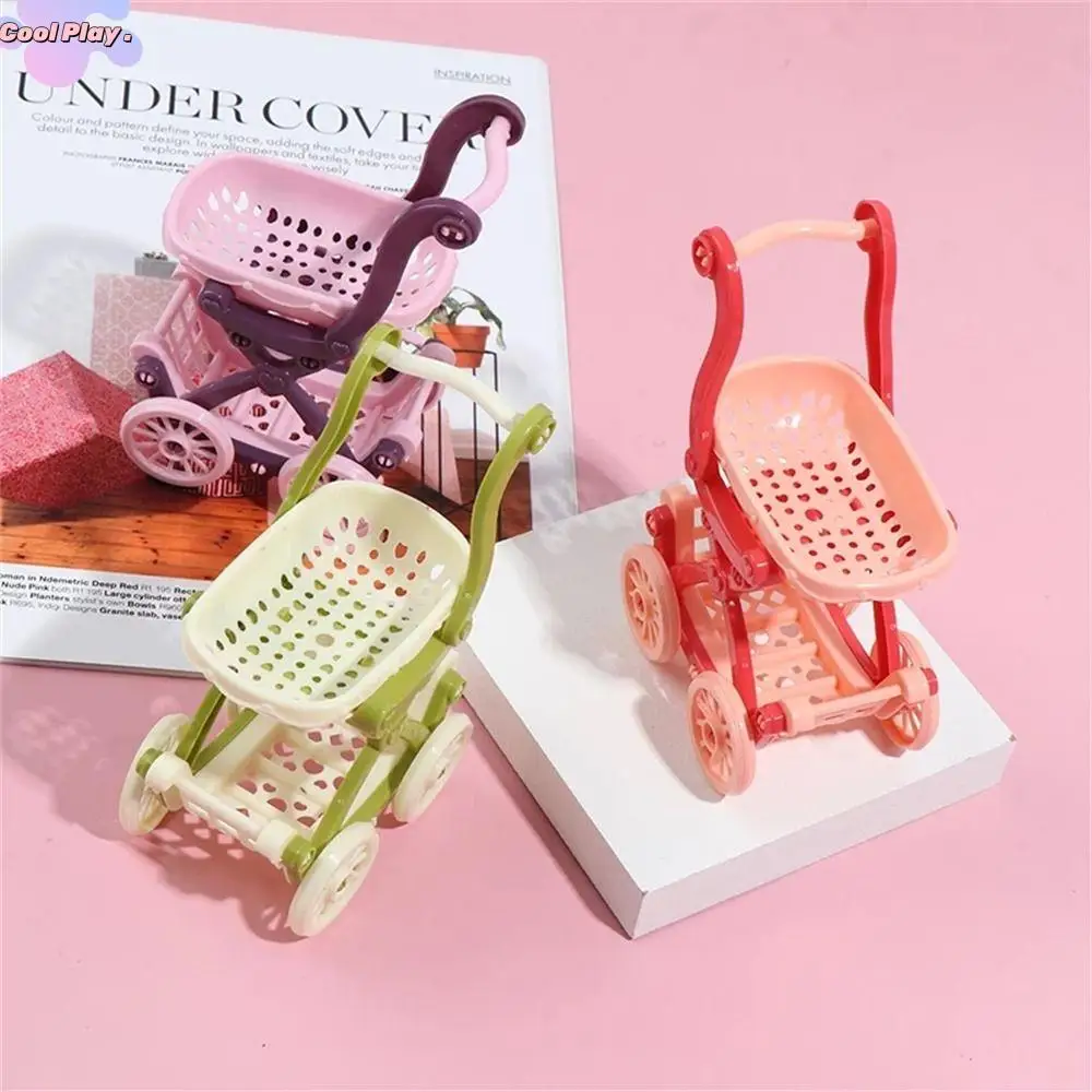 Decor Pretend Play ของเล่นตุ๊กตาเฟอร์นิเจอร์ซูเปอร์มาร์เก็ต Handcart รถเข็นซูเปอร์มาร์เก็ตช้อปปิ้งตะกร้าตุ๊กตาอุปกรณ์เสริม