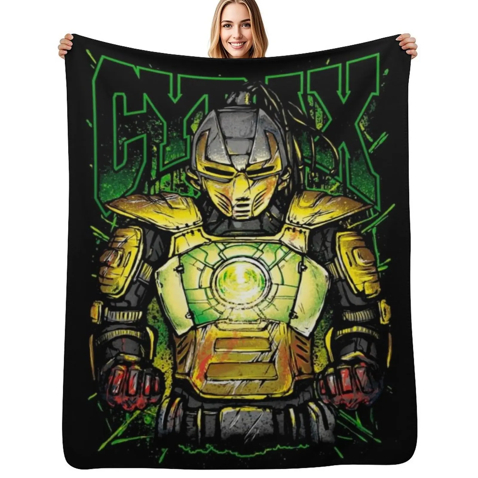 Mortal Kombat Cyrax Throw Blanket Travel Size Cozy Blanket for Plane Train