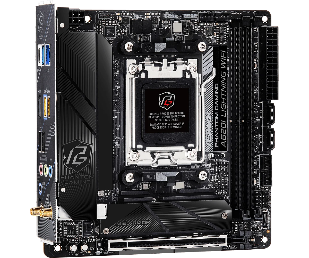 ASROCK A620I Lightning WiFi Mini-ITX Motherboard Socket AM5 AMD A620 DDR5 128GB M.2 support Ryzen 5 7400F Ryzen 7 7700 cpu - view 4