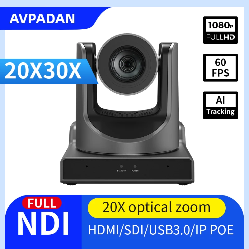 

NDI VIDEO camera Ai Tracking Conference Cam PTZ SDI HDMI USB3 IP POE Live Streaming for Broadcast Youtube Church