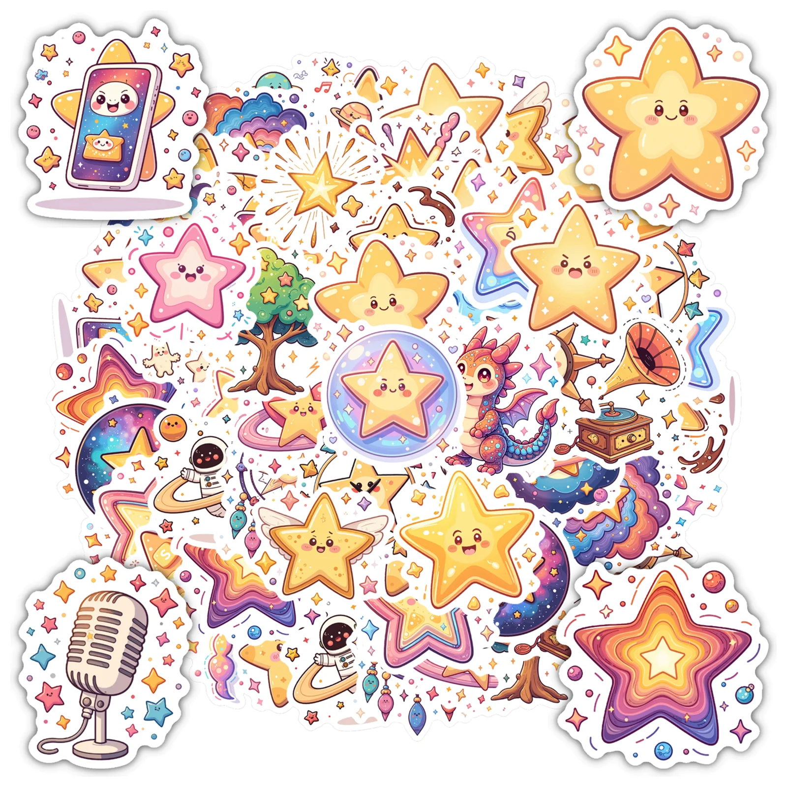 35/50 قطعة من ملصقات نمط نجمة كرتونية لطيفة ملصقات سفر مقاومة للماء للأطفال يمكنك صنعها بنفسك والكمبيوتر المحمول والهاتف المحمول والأمتعة ديكور كاواي #2