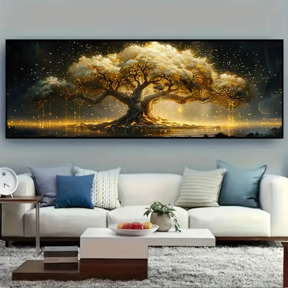 

Extra Large Tree of Life DIY Diamond Painting, Full Square and Round, Mosaic Embroidery Cross stitch Kits Gold Tree Home Decor