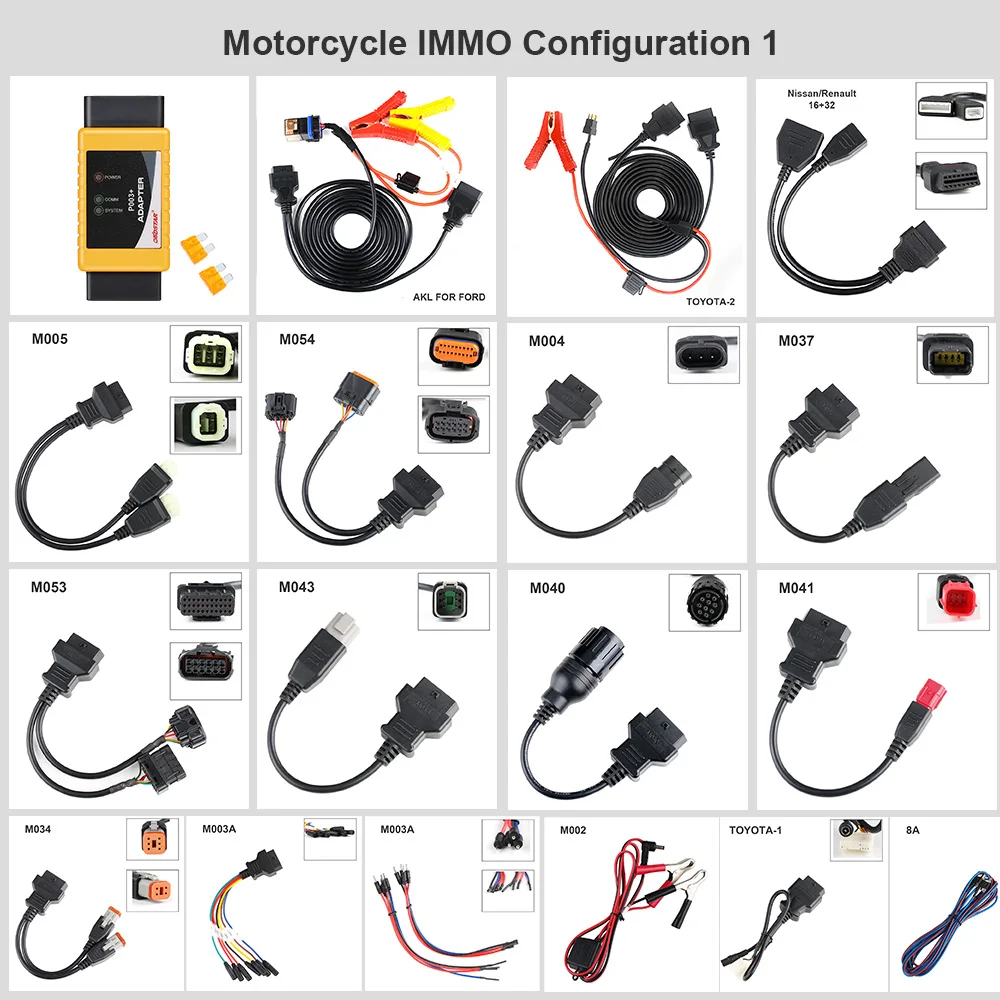 

OBDSTAR Motorcycle IMMO Kit Full Adapters Configuration 1 for X300 DP Plus/ X300 DP/ X300 PRO4/ Key Master DP