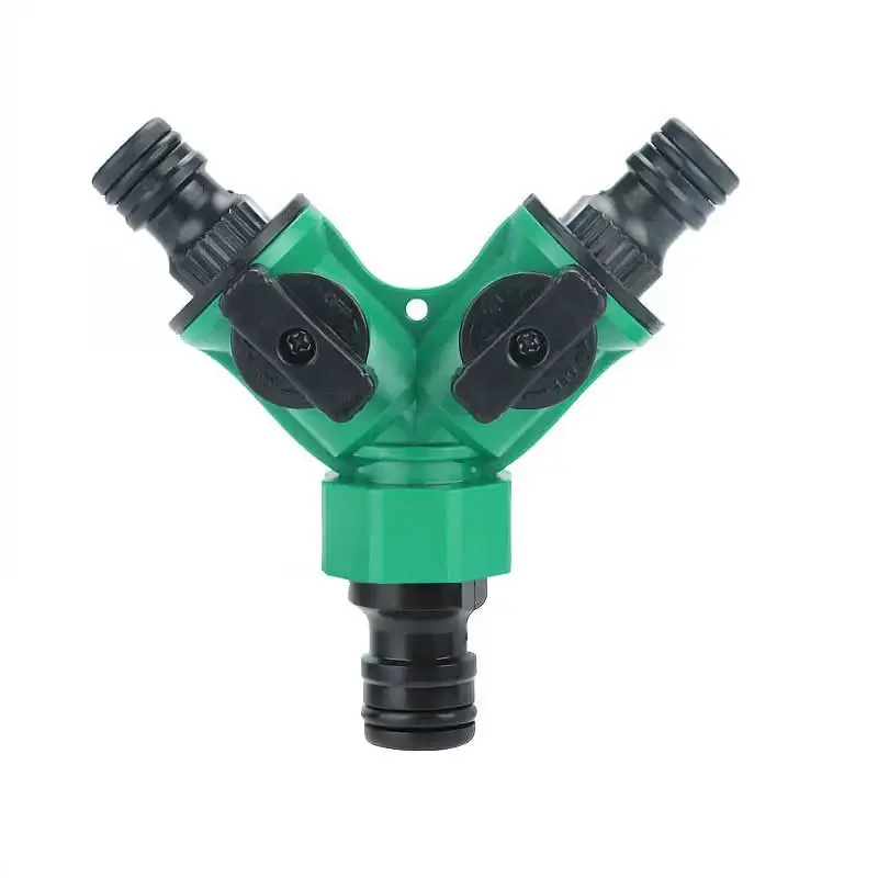 2 Way Garden Hose Splitter Garden Hose Connector with Faucet Watering Shut Off for Landscaping Flower Planting Irrigation