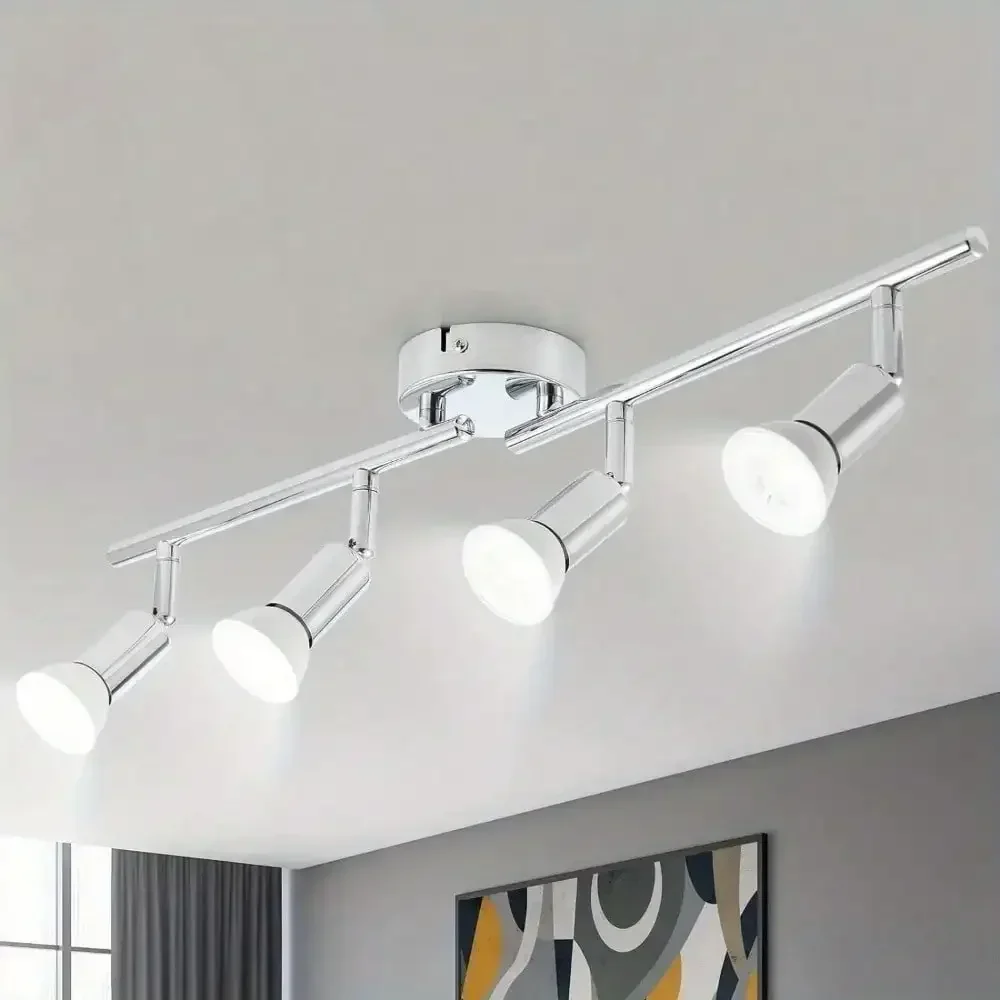 

4-Light GU10 LED Ceiling Spotlights with 360° Rotation, Ideal for Kitchen/Living Room/Bedroom & Wall Mounting