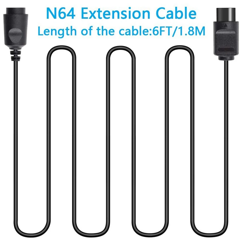 Cable de extensión para controlador de juego N64, 2 piezas, 6 pies, para Nintendo 64