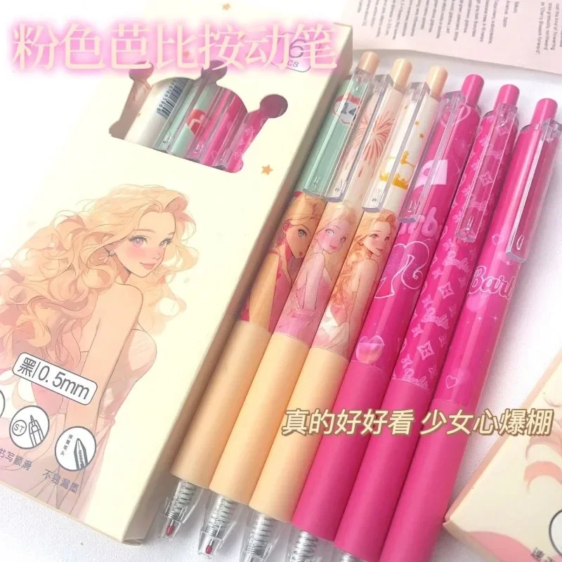 

Kawaii 6PCS Gel Ink Pens Pink Barbie Princess Smoothly Writing Pen Cute Funny Cartoon School Stationery Supplies Kids Gift