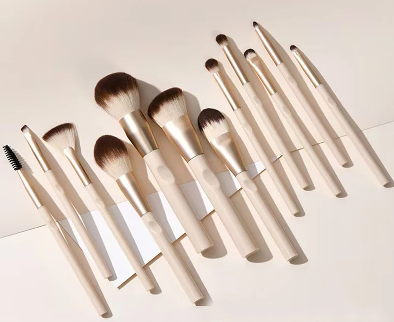 Set di pennelli per trucco premium da 12 pezzi per ombretto fondotinta fard in polvere sciolta - Manico durevole e qualità con setole