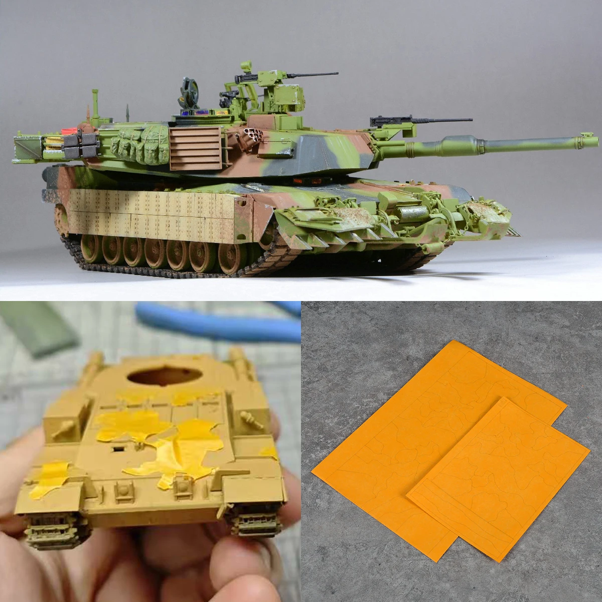 Airbrush Spray Board Stencil Tools Camouflage Painting Masking Tape for Miniature Scale Model Kit M1A1 Abrams 1/35
