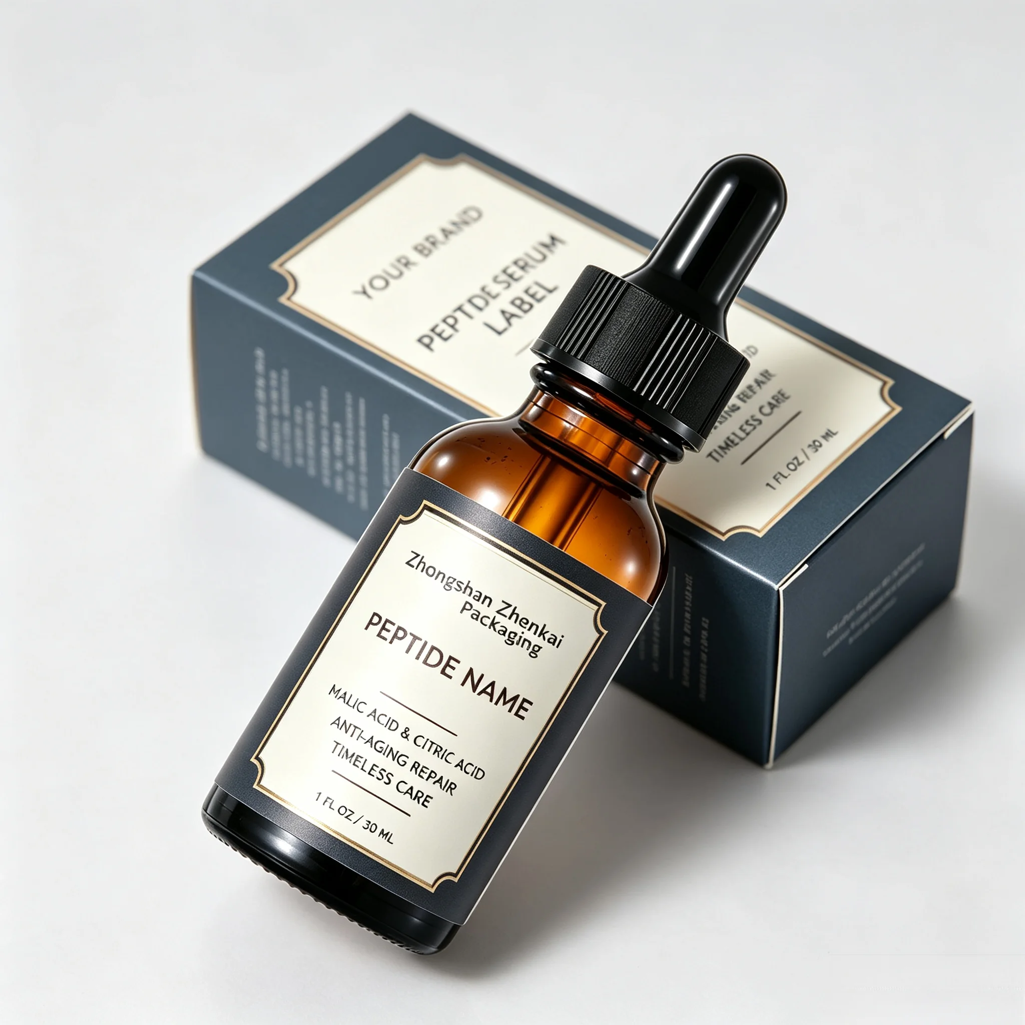 Custom Printed HD Waterproof Cartons Self Adhesive Vinyl Peptide Vial Labels For Workout Skincare Liquid Supplement Bottles