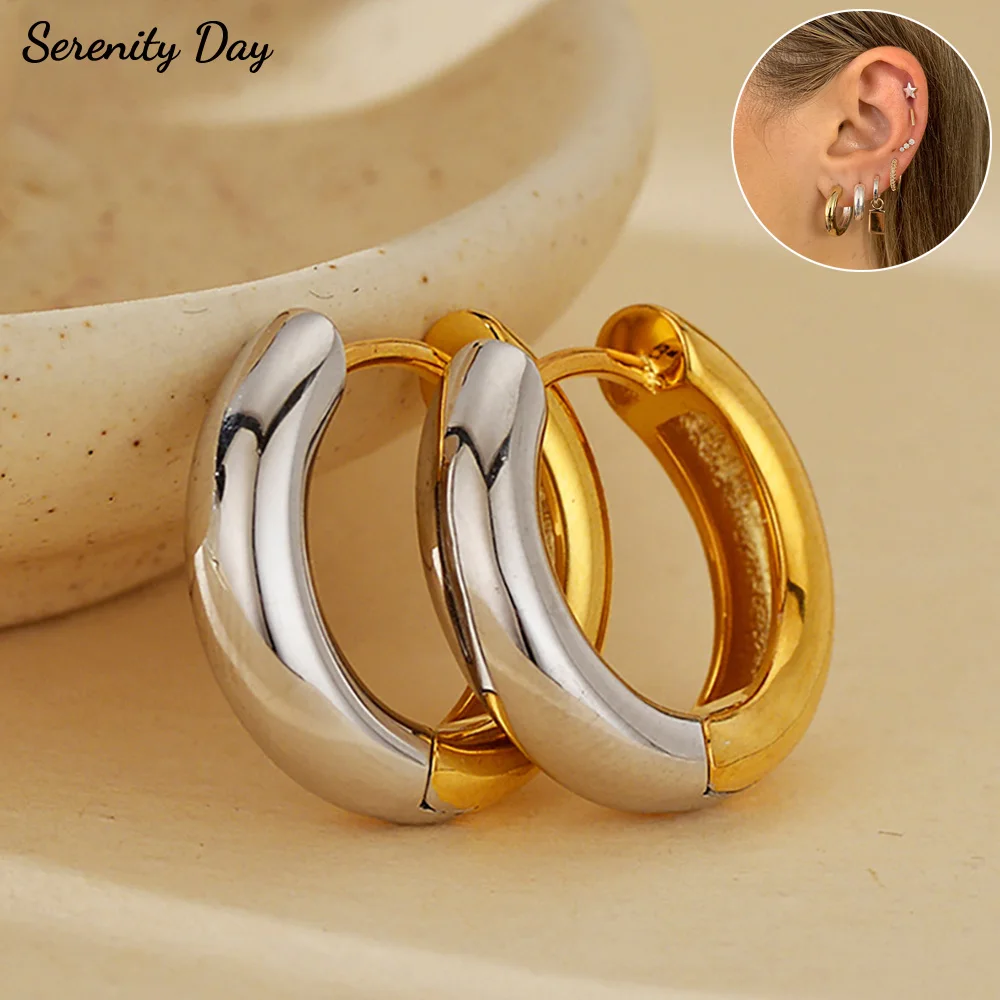 

Serenity 100% S925 Sterling Silver Hoop Earrings for Women Men European American Light Luxury Simple High-end Earrings Jewelry