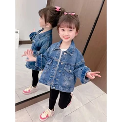 Kids Denim Jackets Baby Girl Fashion Lace Coats Jackets Jeans 2 3 4 5 6 Year Children Outerwear Jean 2023 Spring Autumn