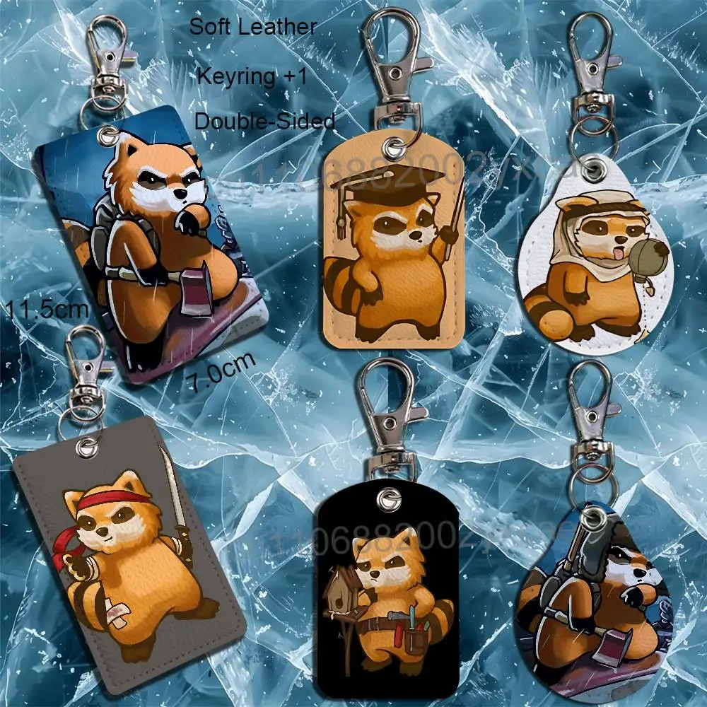 Spiffo game Project Zomboid Leather Keychain Badge Holder with Lanyard - ID/Access Card Holder, Key Ring Accessory, Gift Option