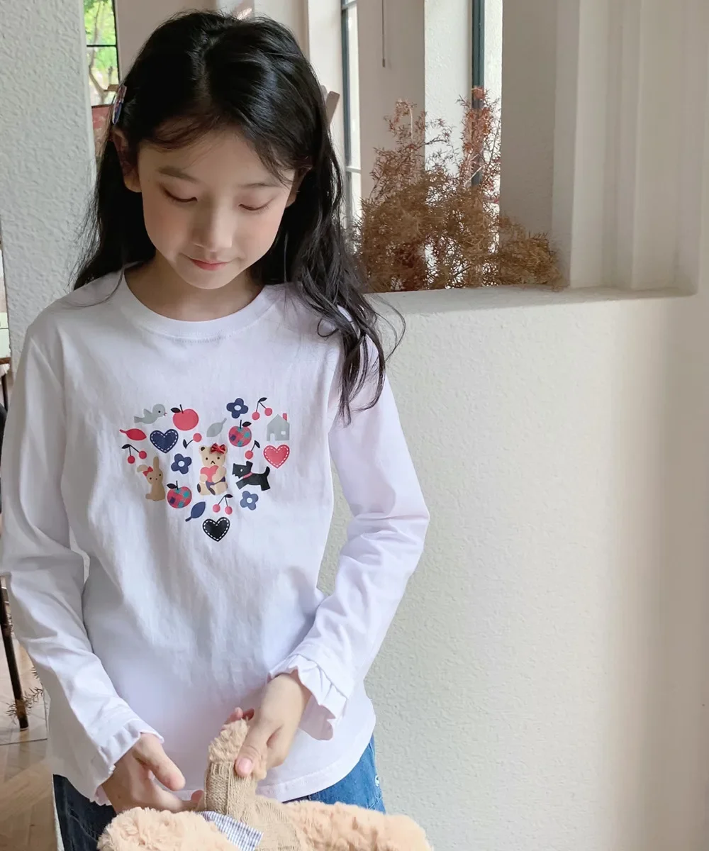 AChildren's Clothing baby clothes tops Cartoon printed girls' long sleeved T-shirt Comfortable pullover sweater Mother & Kids