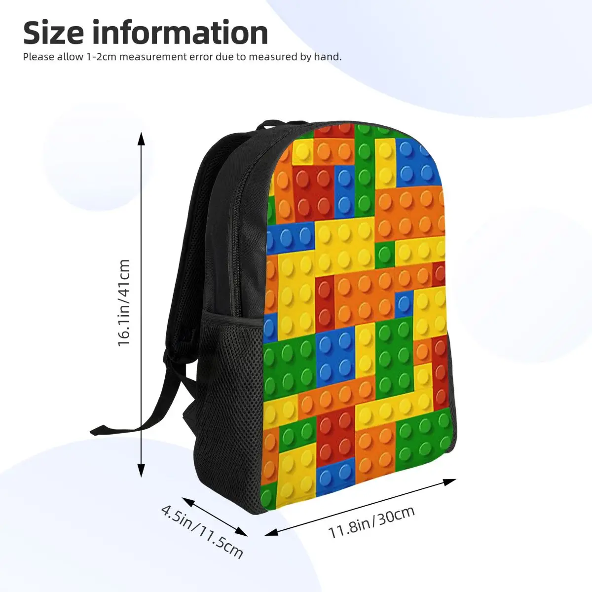 Building Blocks Construction Brick Backpack Daypack Large Capacity Kids BookBag School Bag Shoulder Bags for Men Women