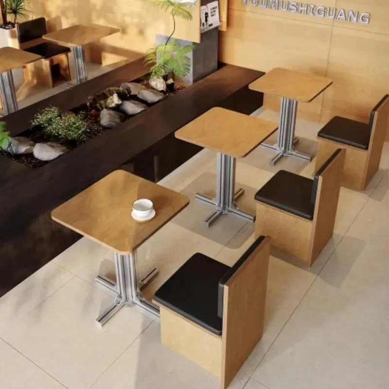 Fashion Wooden Upholstered Bar Chair and Dining Table Set for Cafe Hotel Restaurant Commercial Furniture