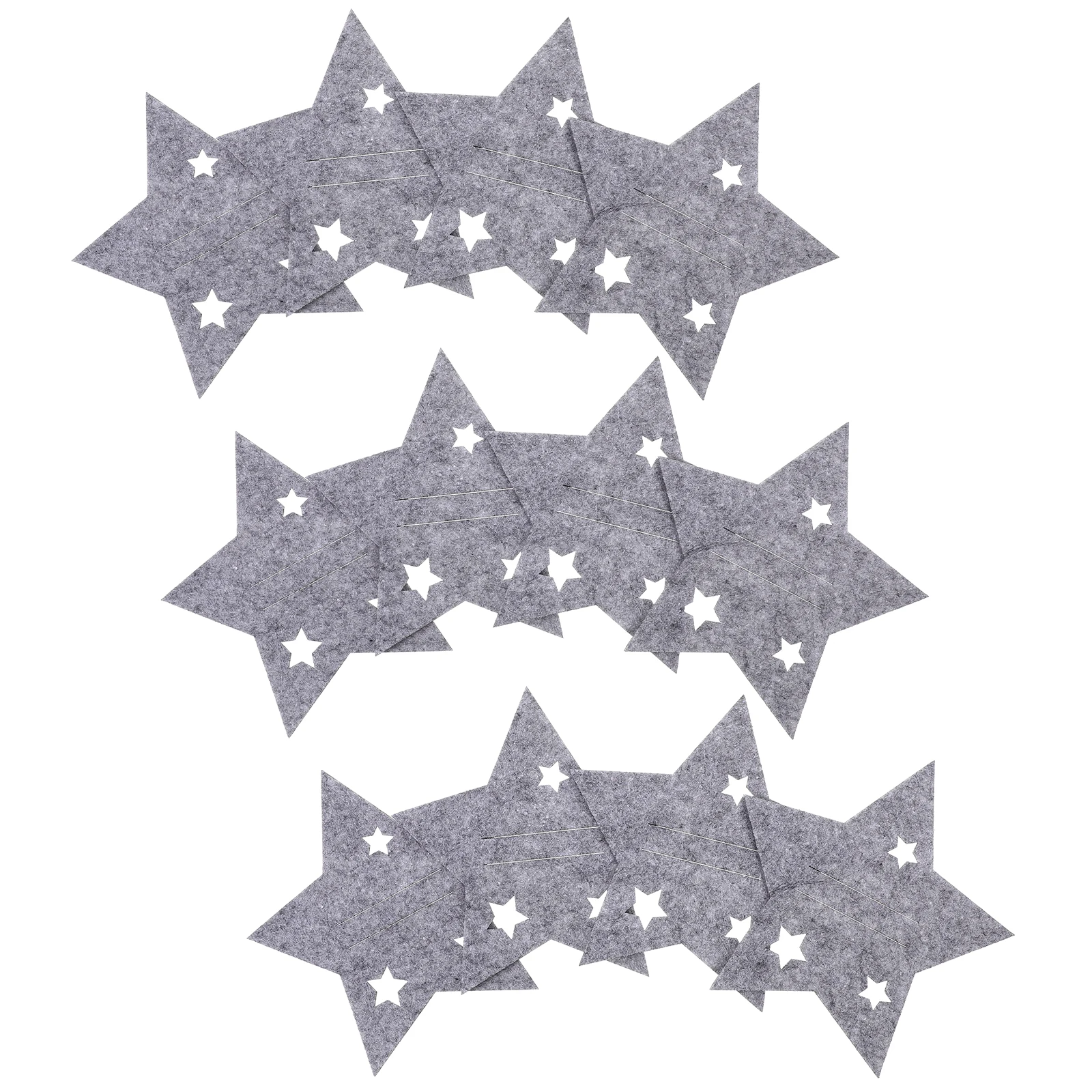 

12 Pcs Star Cutlery Bag Set Serving Utensils Silverware Wrappers Pentagram Grey Felt Cloth Banquet Christmas Decor
