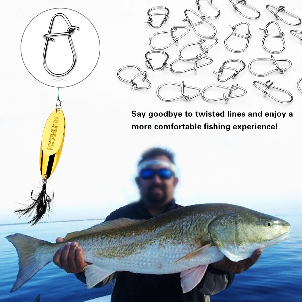 PROBEROS  30Pcs/lot Stainless Gourd Shape Enhancement Pin 00-0-1-2-3-4#Lure Connector Swivel Snap Fishing Accessories Tackle