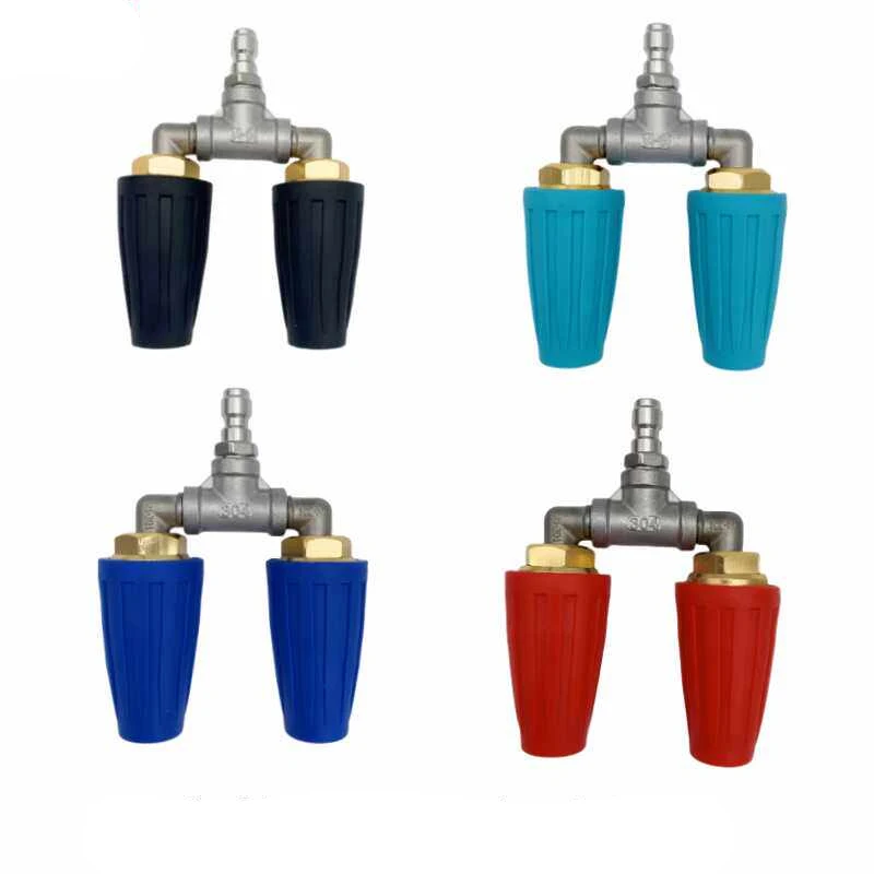 5000PSI  Rotating Dual Turbo Nozzle Spray Tip for High Pressure Wash Gun with 1/4inch Quick Connect Hitch Car Cleaning Tool