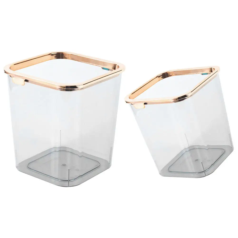 

2Pcs Creative Pet Trash Bins Clear Portable Garbage Cans Large Opening Household Wastebaskets for Bedroom Office Kitchen