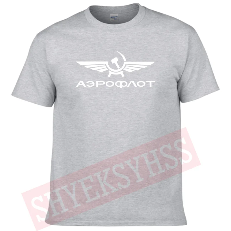 Men T Shirt Cotton Aeroflot CCCP Civil Aviation Printed Cotton Russian Air Force Logo TShirt Men T-Shirt O-neck Short Sleeves