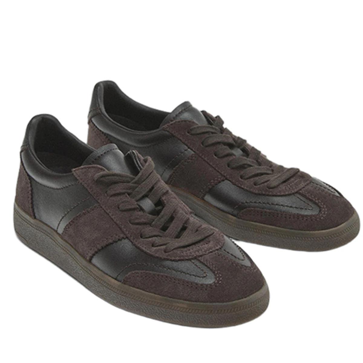 

Jenny&Dave Genuine Leather Flat Lace-up Shoes Casual Shoes Sneakers Shoes Coffee Color Thick Bottom German Training Shoes Women