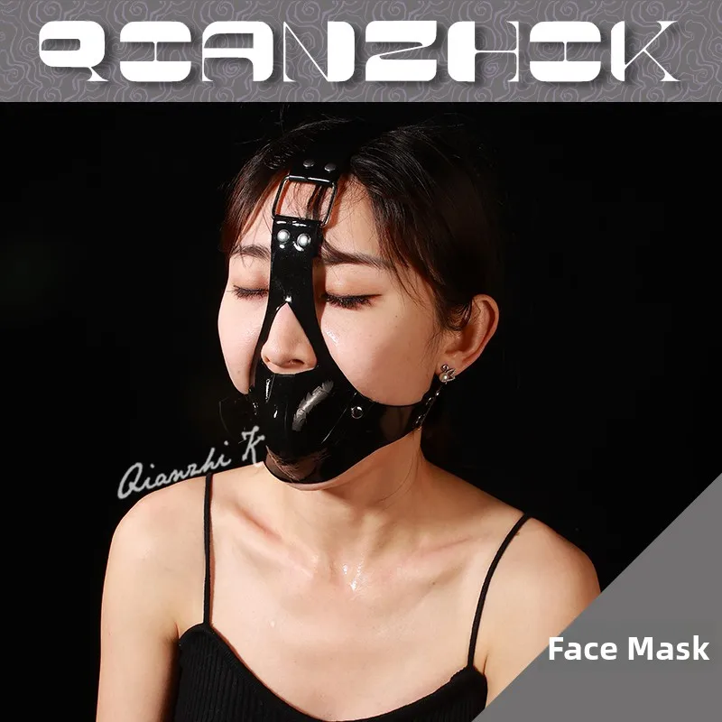 High-End Latex  Mouth Guard Cosplay Tool Thickened Strap Style with Latex Headset Party Performance Costume Accessories