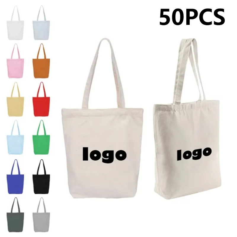 

50 шт., оптовая продажа, холщовая большая сумка на заказ, цветной логотип, изображение вертикального горизонтального плеча, хлопковые женские сумки с буквенным принтом