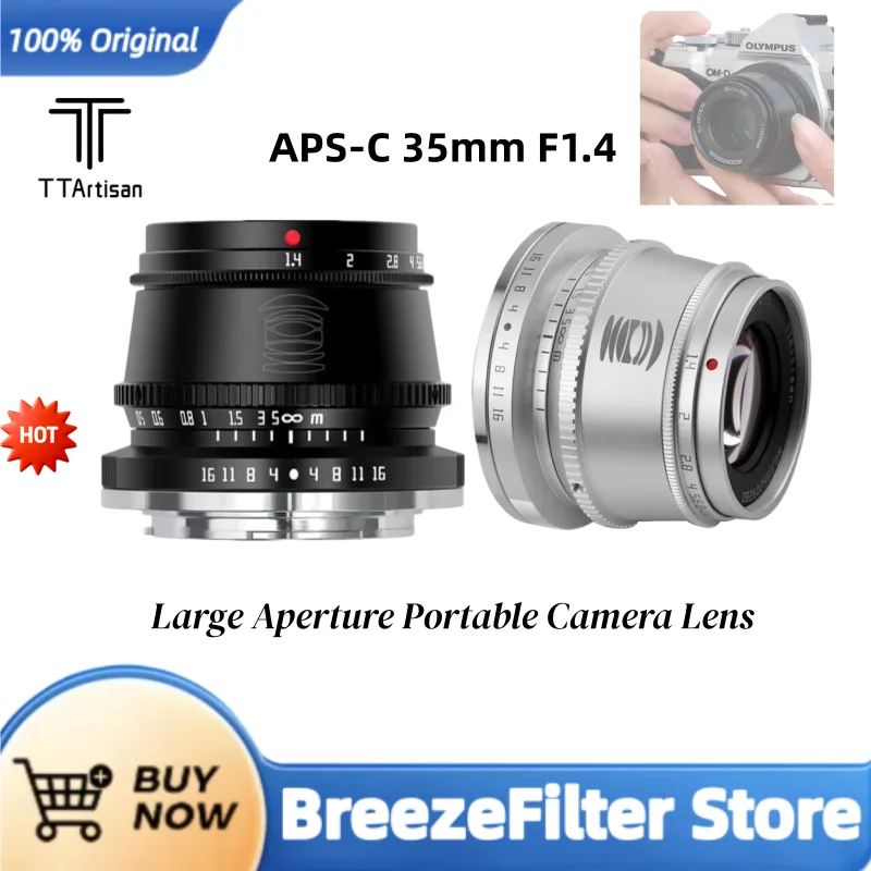 Lente de Cámara Portátil TTArtisan APS-C 35mm F1.4 de Gran Apertura para Fotografía de Estudio con Montura Sony E A7RIII Nikon ZFC Fujifilm