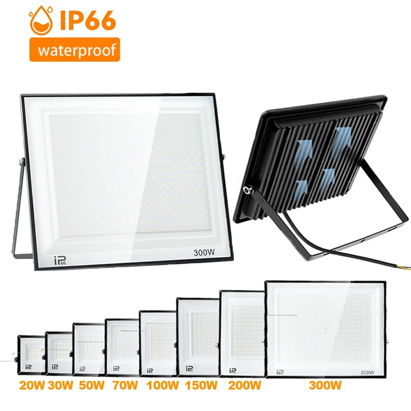 Led Flood Light IP66 Waterproof 100W 200W Outdoor Floodlight Spotlight LED Reflector Street Lamp Wall Flood Lights