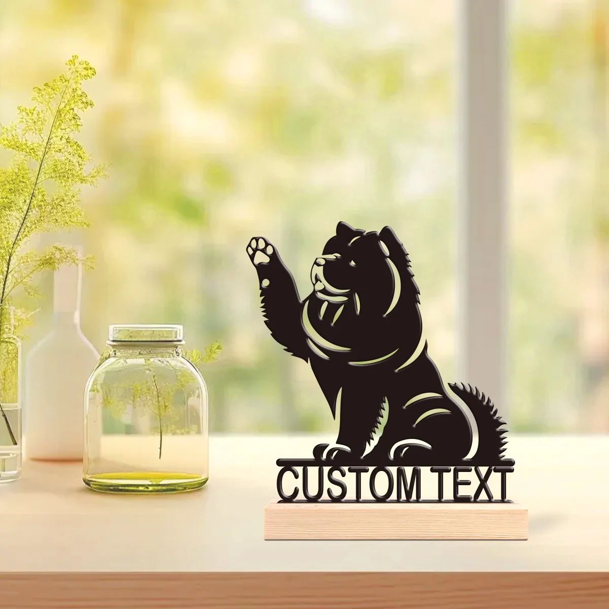 1pc Customizable Metal Desktop Ornaments Custom Name Equipped with A Wooden Base Perfect for Home or Office Decoration