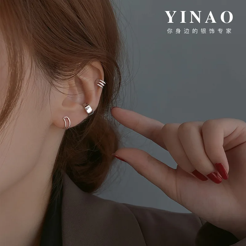 

925 sterling silver ear clips for women without ear piercings, niche light luxury design, high-end ear bone clips,