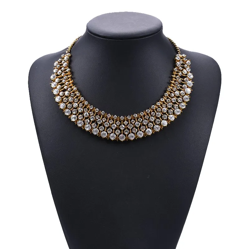 ZA Statement Large Crystal Collar Necklace Women Fashion Ethnic Vintage Big Choker Necklace Jewelry Woman