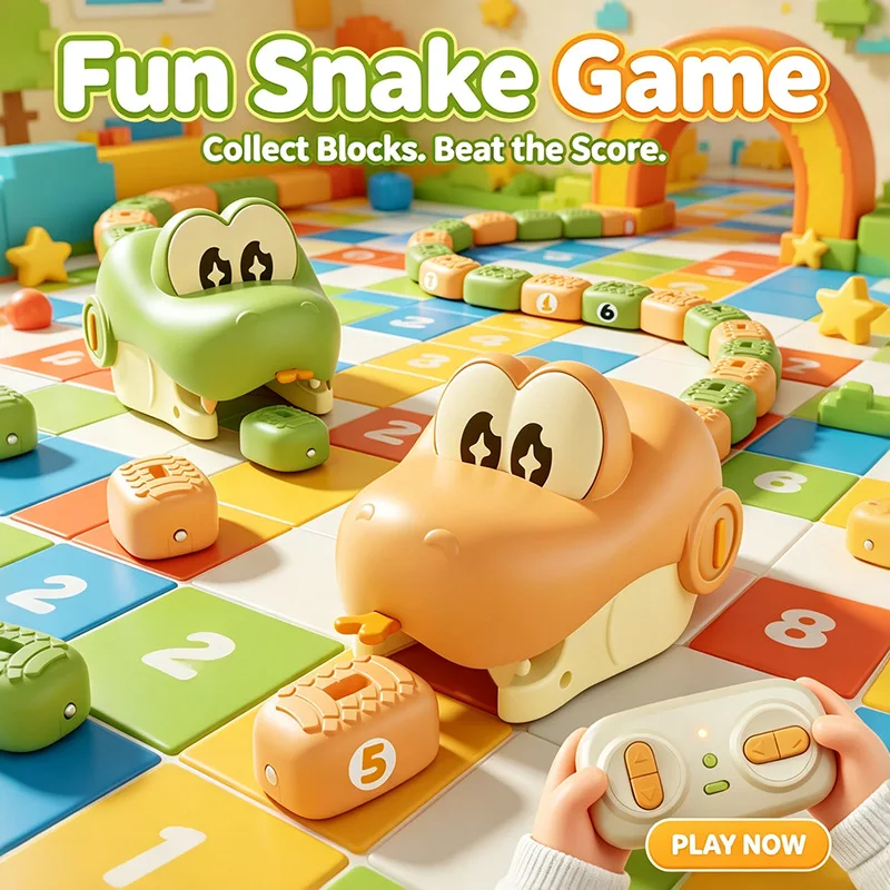 Magnetic Eating Snake Creativity Remote Control Car Dual Player Battle Animal Greedy Bean Interactive Educational Birthday Gift