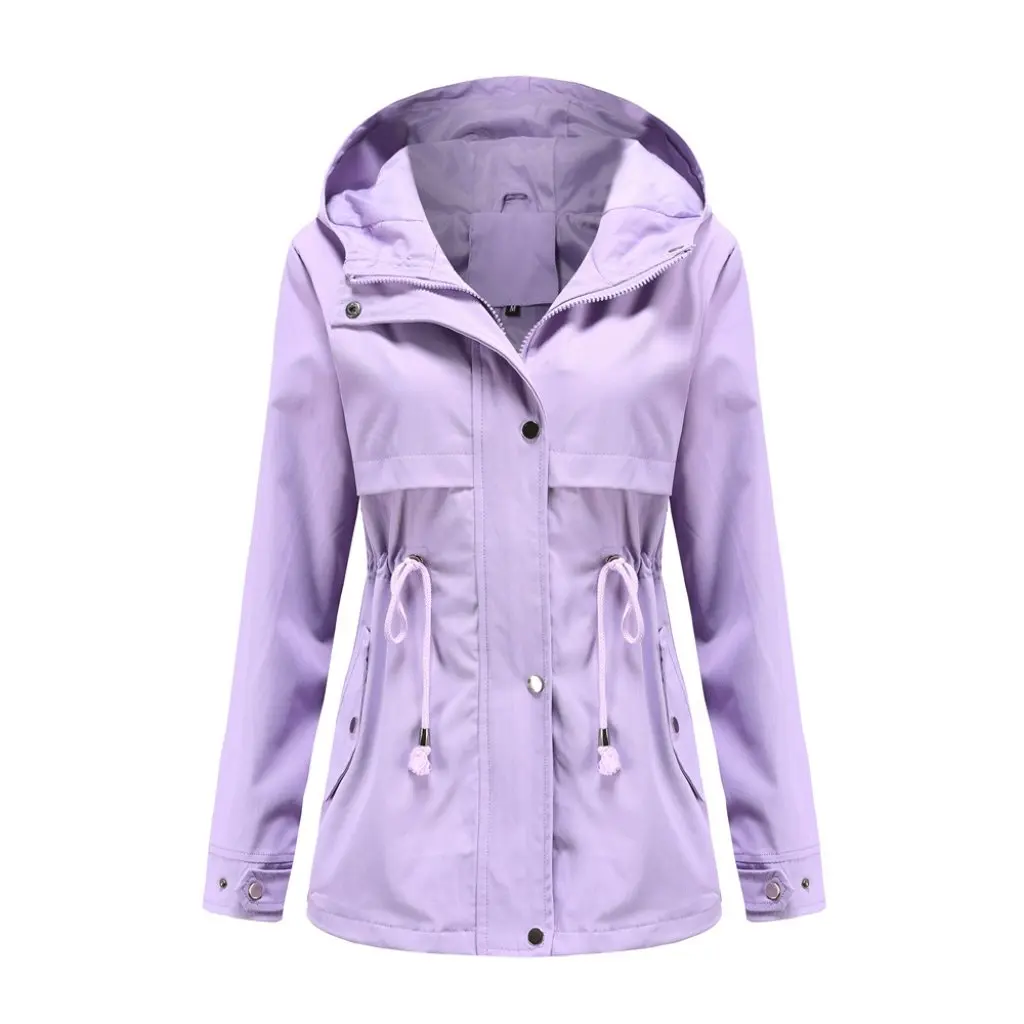 

2021 New Windbreaker Mid-Length Hooded Jacket Waist Outdoor Raincoat Amazon Wish