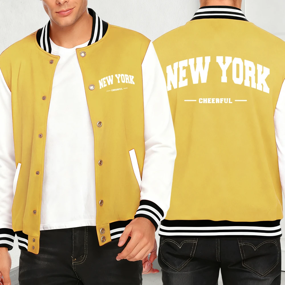 

New York Cheerful Print Jackets Men Hip Hop Personality Fashion Street Clothing Fleece Pullover Y2K Menswear Autumn Coat