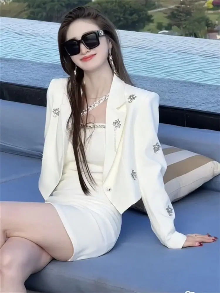 

Suit Jacket Celebrity New Fashion Versatile Blazer Women Sexy Hot Girl Heavy Embellished Short Trend Korean Kawaii Streetwear