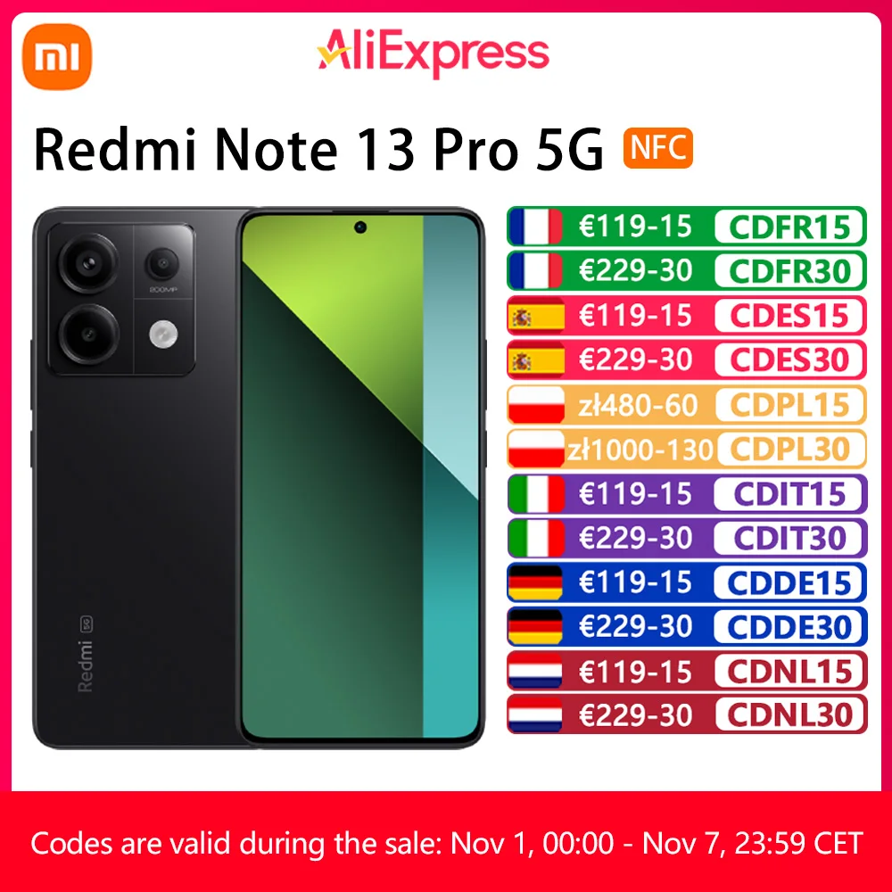 Xiaomi Redmi Note 13 Pro 5G, Smartphones, NFC, 6,67" 1,5K AMOLED-Display, 120Hz, 200MP Kamera, 67W