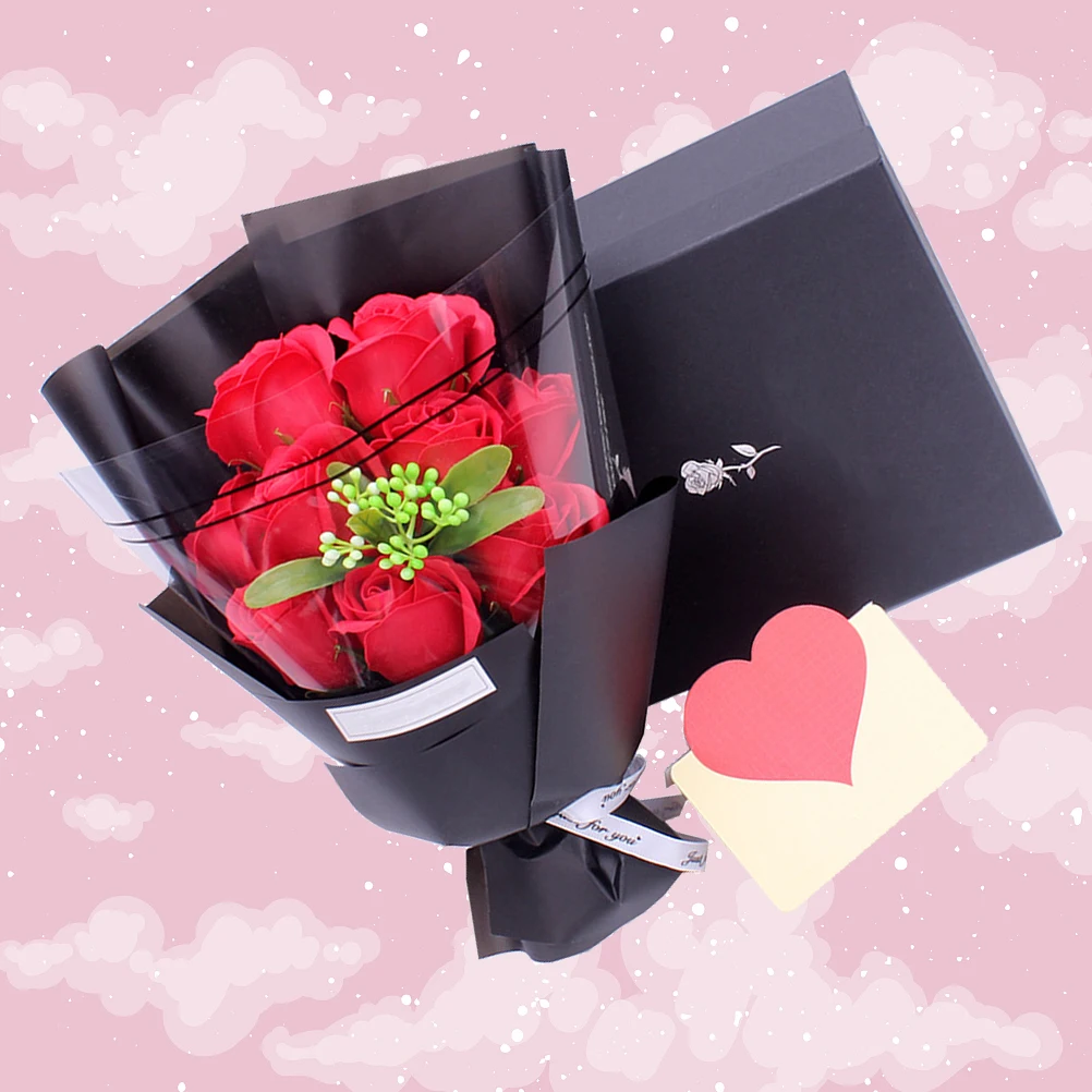 

Rose Bouquet Gift Box Wedding Roses Dried Flowers Artificial Bath Soap Dropshipping