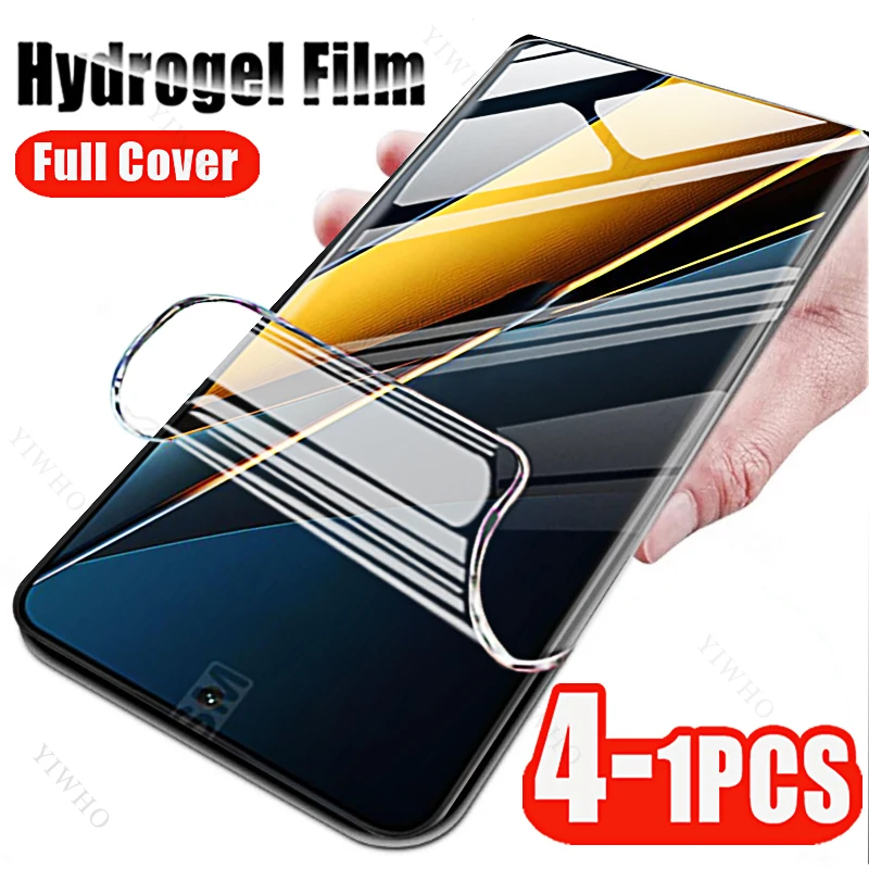 4-1 Pcs Hydrogel Film Screen Protector for Xiaomi Poco X6 X5 X4 X3 M6 F4 F5 M4 M3 Pro 5G Screen Protector Film on M5s C65 C55