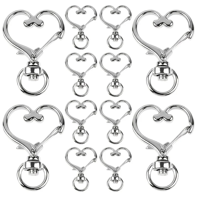12Heart-shaped rotating lobster clasp，Cute spring clasp，Suitable for keychains、Bag、Backpack andDIYHandmade accessories