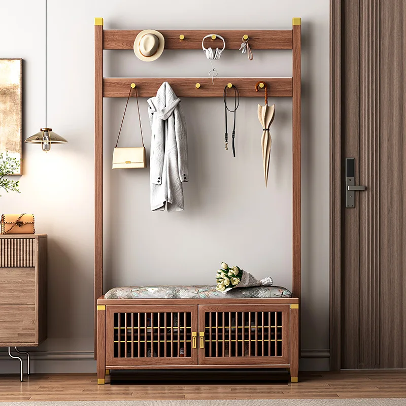 

DSA rack, shoe change stool integrated household door entrance all solid wood with door shoe cabinet rack storage low cabinet