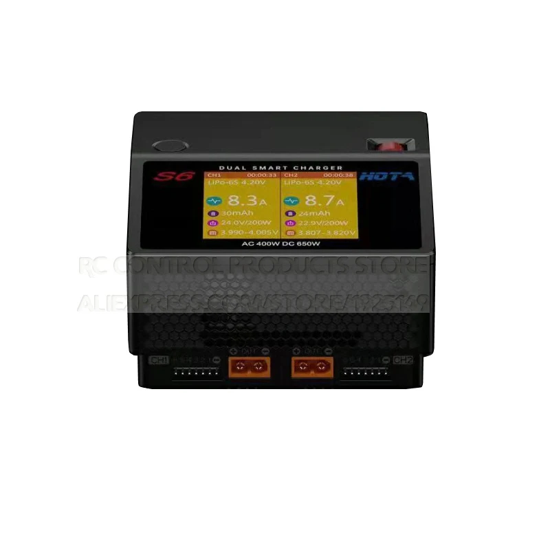 HOTA S6 AC400W DC650W 15A 듀얼 채널 스마트 초소형 충전기 ADP 포함 리포 리HV 리페 리이온 니Zn 니Cd 니MH 배터리용