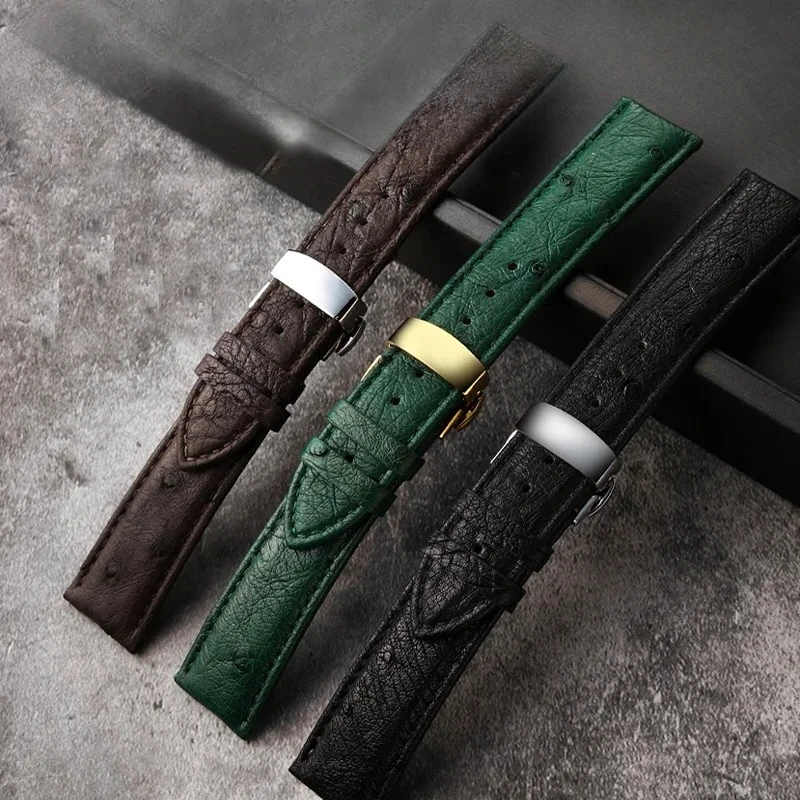 correa-de-reloj-de-cuero-18-19-20-22-21mm-piel-de-avestruz-correa-de-reloj-hebilla-de-acero-inoxidable-accesorios-de-reloj-negro-marron