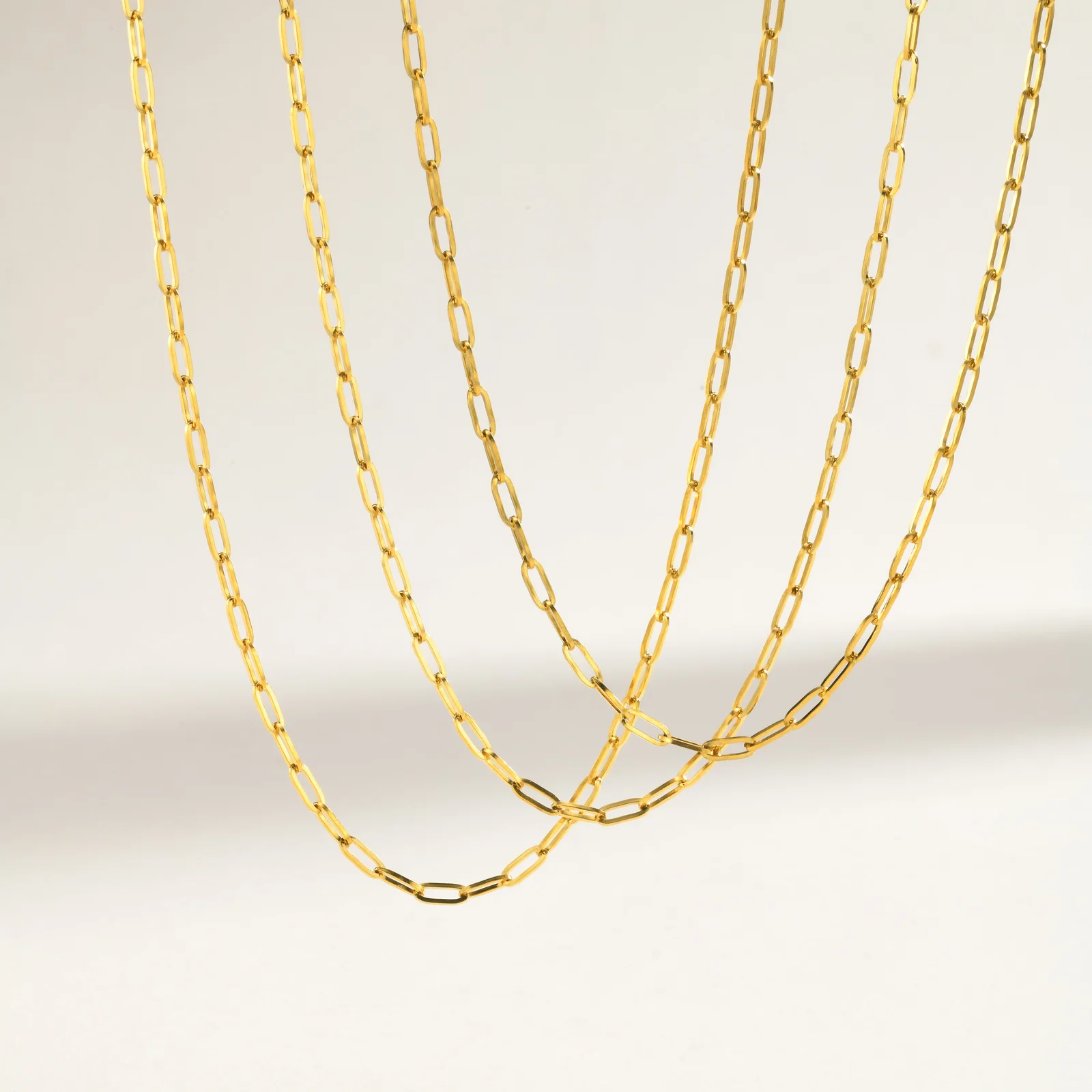 3mm Paperclip Chain Necklace for Women, Stainless Steel Link Choker Multiple Sizes Layering Jewelry 45cm 60cm 80cm