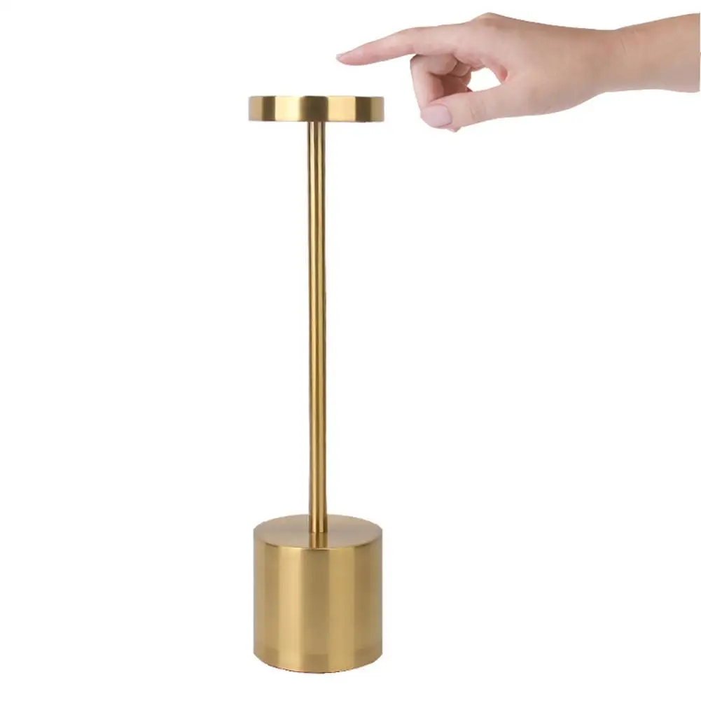 Cordless LED Table Lamp Rechargeable Metal Desk Lamp Touch Control Dimmable Nightstand Light 3 Color Modes Portable Night Light