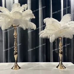 10pcs)50cm100cm) Gold Metal Flower Vase Tall Gold ostrich feather Table Centerpiece Flower Stand centrepieces for Wedding Decor