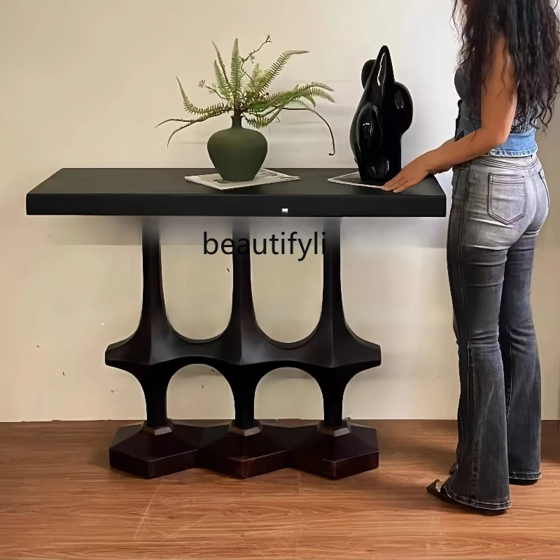 

Medieval solid wood entrance platform, retro home living room entrance hall entrance decorative cabinet